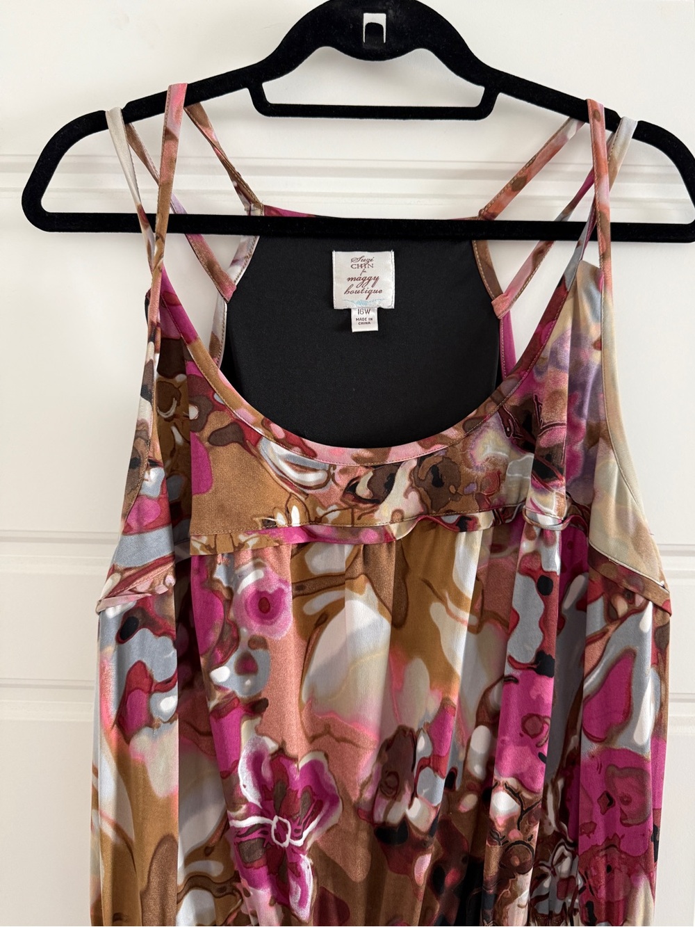 Suzy Chin for Maggie Boutique Abstract Floral Sleeveless Maxi Dress 16W